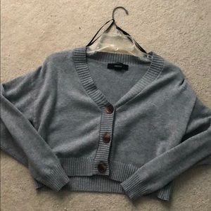 gray cardigan